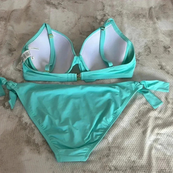 Bleu Rod Beattie Goddess Tie Front Underwire Bikini Top Size 40D & Bottom Sz 14 - Picture 6 of 8